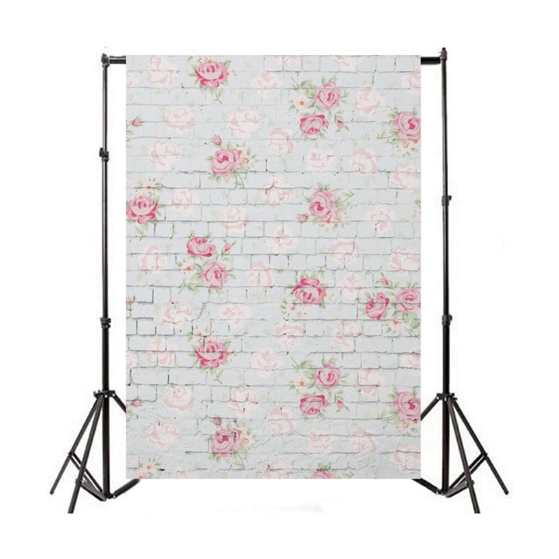 AOFOTO 4x6ft Brick Wall Flower Backdrop Sweet Roses Floral Pattern Wall Photography Background Kids Birthday Party Decoration Kid Baby Girl Newborn Portrait Photo Studio Props Vinyl Wallpaper - Image 2